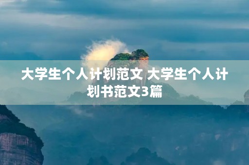 大学生个人计划范文 大学生个人计划书范文3篇 大学生个人计划范文 大学生个人计划书范文3篇