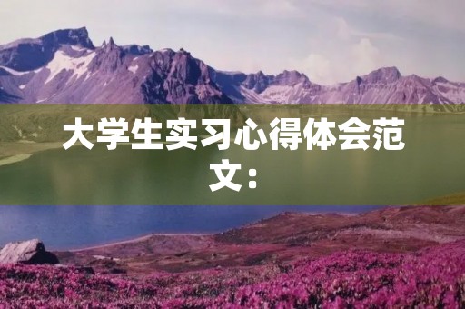 大学生实习心得体会范文: