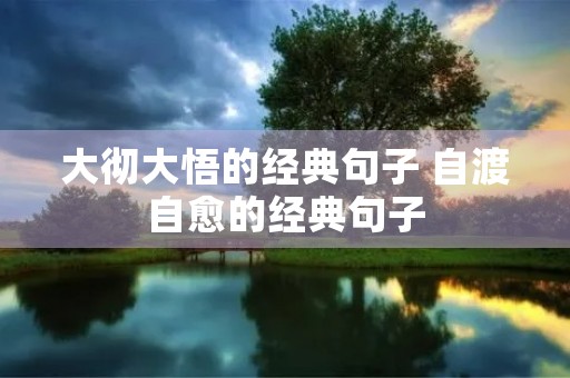 大彻大悟的经典句子 自渡自愈的经典句子