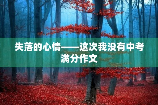 失落的心情——这次我没有中考满分作文