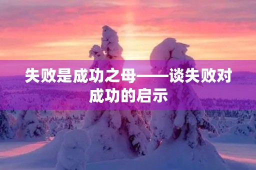 失败是成功之母——谈失败对成功的启示 失败是成功之母——谈失败对成功的启示