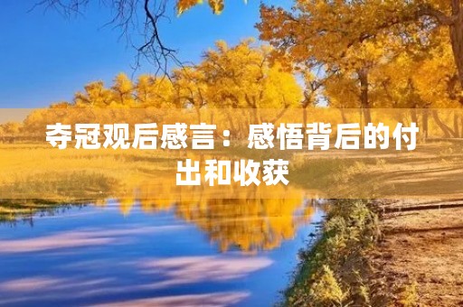 夺冠观后感言:感悟背后的付出和收获 夺冠观后感言:感悟背后的付出和收获