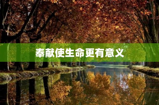 奉献使生命更有意义 奉献使生命更有意义