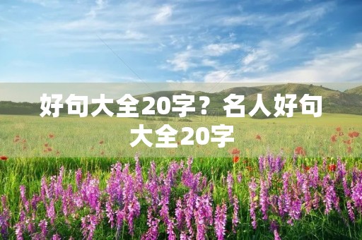 好句大全20字？名人好句大全20字