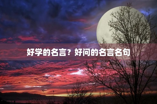 好学的名言？好问的名言名句