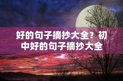 好的句子摘抄大全?初中好的句子摘抄大全 好的句子摘抄大全?初中好的句子摘抄大全