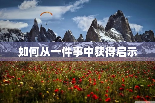 如何从一件事中获得启示