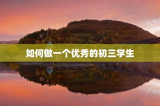 如何做一个优秀的初三学生
