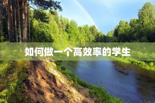 如何做一个高效率的学生 如何做一个高效率的学生