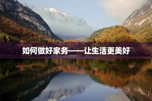 如何做好家务——让生活更美好