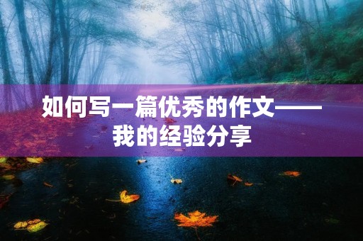 如何写一篇优秀的作文——我的经验分享