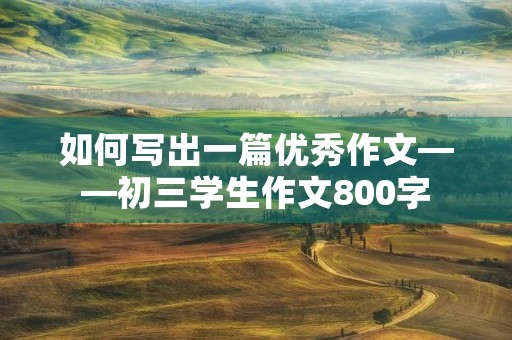 如何写出一篇优秀作文——初三学生作文800字