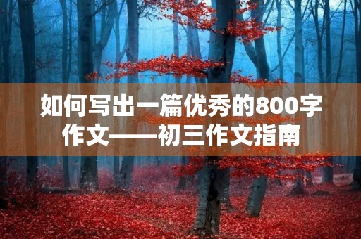 如何写出一篇优秀的800字作文——初三作文指南 如何写出一篇优秀的800字作文——初三作文指南