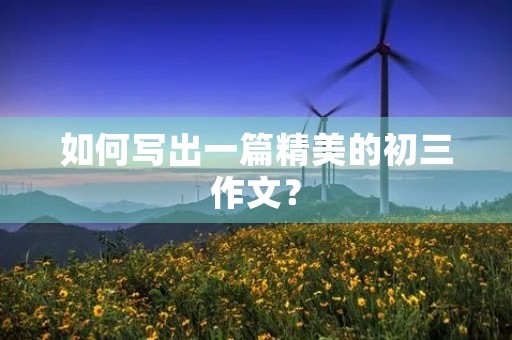 如何写出一篇精美的初三作文? 如何写出一篇精美的初三作文?