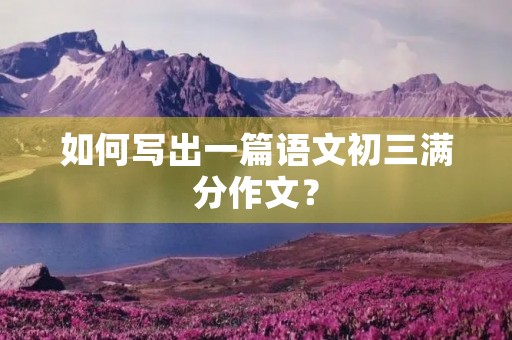 如何写出一篇语文初三满分作文？