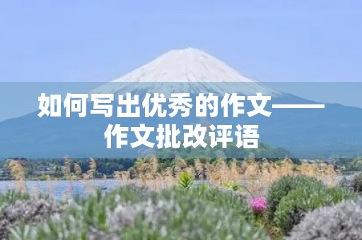 如何写出优秀的作文——作文批改评语