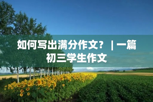 如何写出满分作文? | 一篇初三学生作文 如何写出满分作文? | 一篇初三学生作文