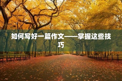 如何写好一篇作文——掌握这些技巧,让你轻松拿高分 如何写好一篇作文——掌握这些技巧,让你轻松拿高分