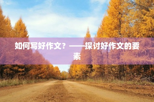 如何写好作文？——探讨好作文的要素