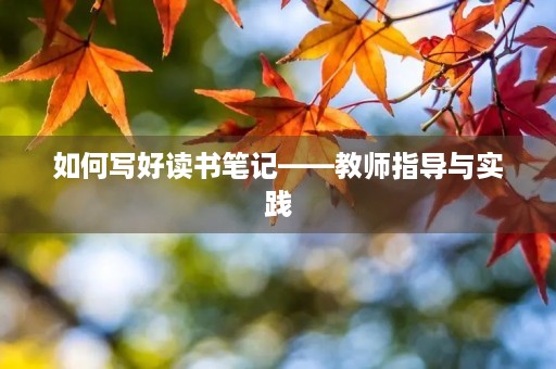 如何写好读书笔记——教师指导与实践 如何写好读书笔记——教师指导与实践