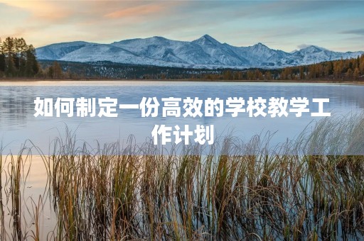 如何制定一份高效的学校教学工作计划