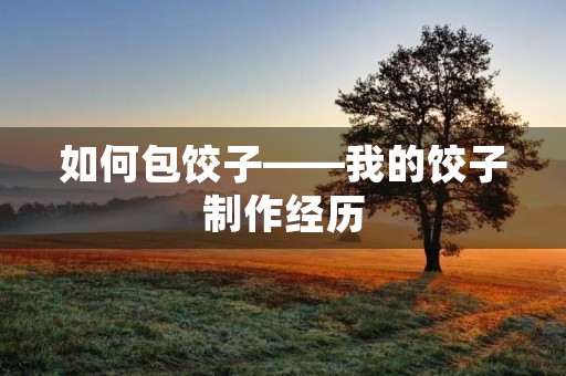 如何包饺子——我的饺子制作经历