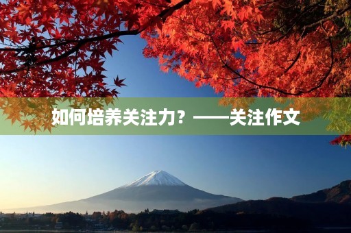 如何培养关注力?——关注作文 如何培养关注力?——关注作文