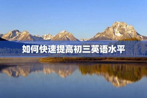 如何快速提高初三英语水平