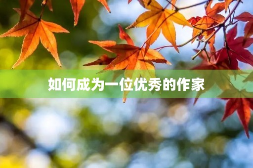 如何成为一位优秀的作家