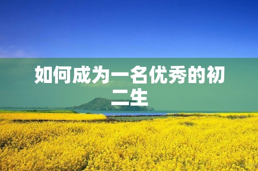 如何成为一名优秀的初二生 如何成为一名优秀的初二生
