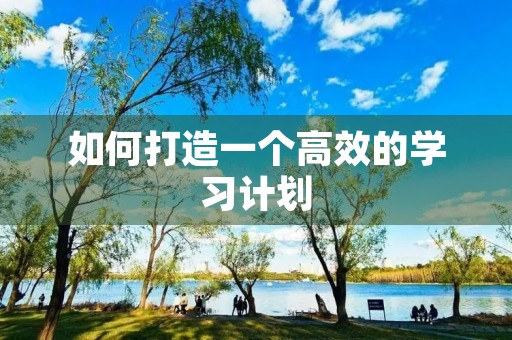 如何打造一个高效的学习计划