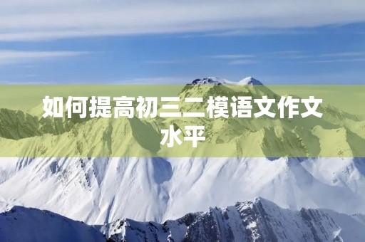 如何提高初三二模语文作文水平