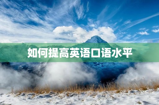 如何提高英语口语水平