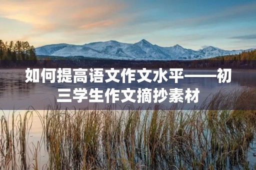 如何提高语文作文水平——初三学生作文摘抄素材