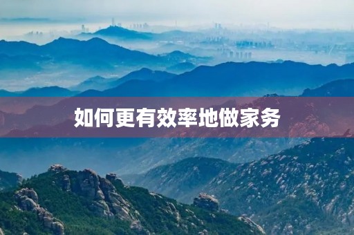 如何更有效率地做家务