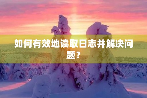如何有效地读取日志并解决问题？
