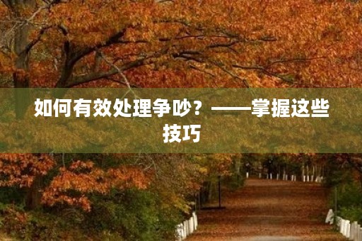 如何有效处理争吵？——掌握这些技巧，让你的生活更加和谐