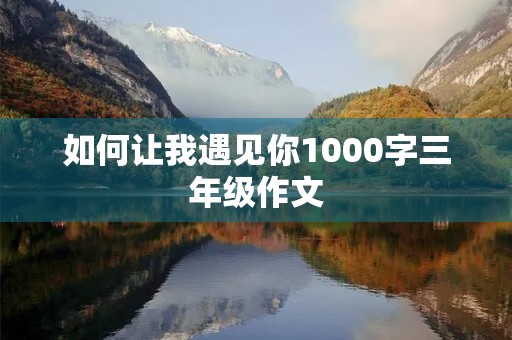 如何让我遇见你1000字三年级作文
