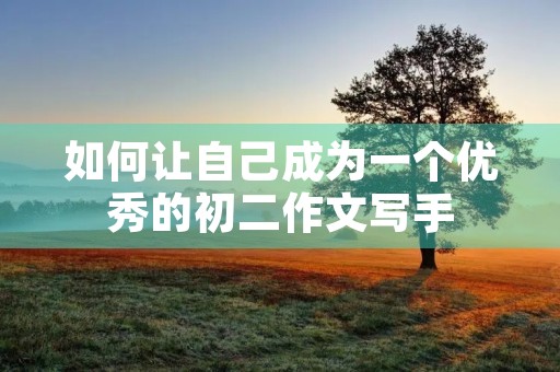 如何让自己成为一个优秀的初二作文写手