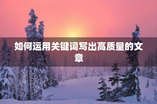 如何运用关键词写出高质量的文章