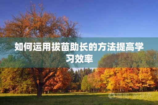 如何运用拔苗助长的方法提高学习效率 如何运用拔苗助长的方法提高学习效率