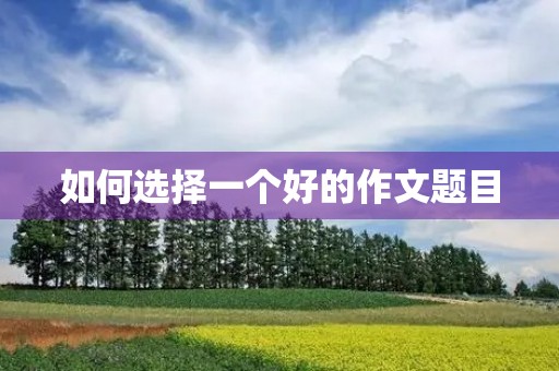 如何选择一个好的作文题目 如何选择一个好的作文题目