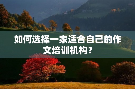 如何选择一家适合自己的作文培训机构？