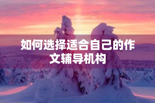 如何选择适合自己的作文辅导机构 如何选择适合自己的作文辅导机构
