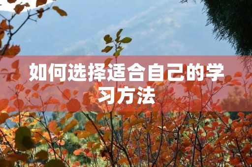如何选择适合自己的学习方法