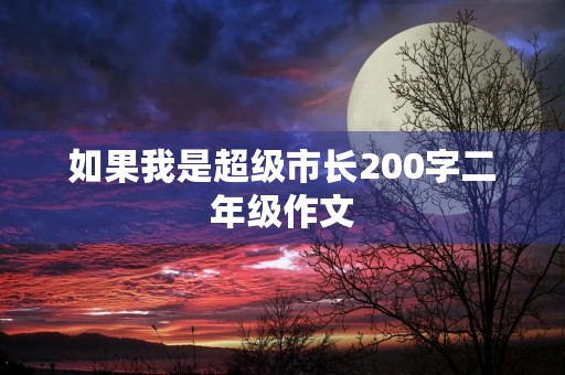 如果我是超级市长200字二年级作文