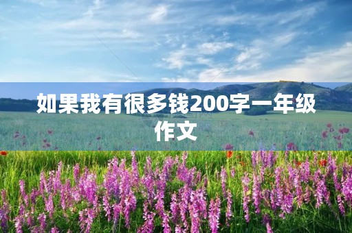 如果我有很多钱200字一年级作文