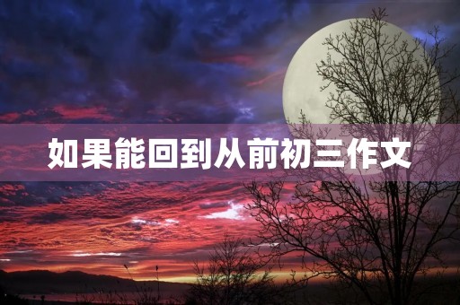 如果能回到从前初三作文