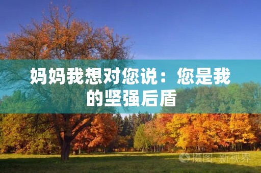 妈妈我想对您说：您是我的坚强后盾