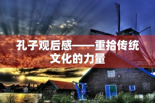 孔子观后感——重拾传统文化的力量